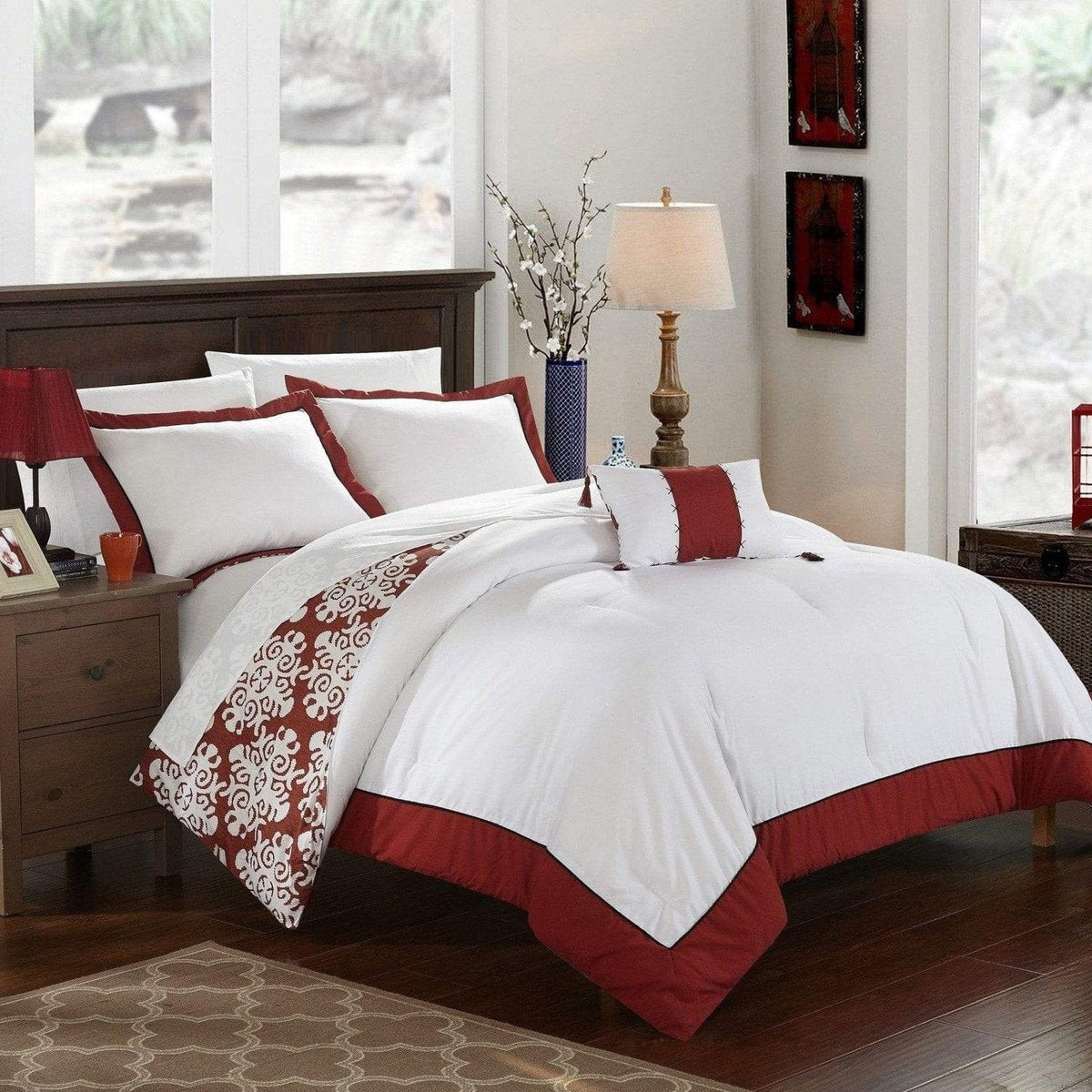 Chic Home Trina 4 Piece Reversible Duvet Cover Set Marsala