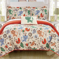 Chic Home Trixie 4 Piece Cut Animal Quilt Set Orange