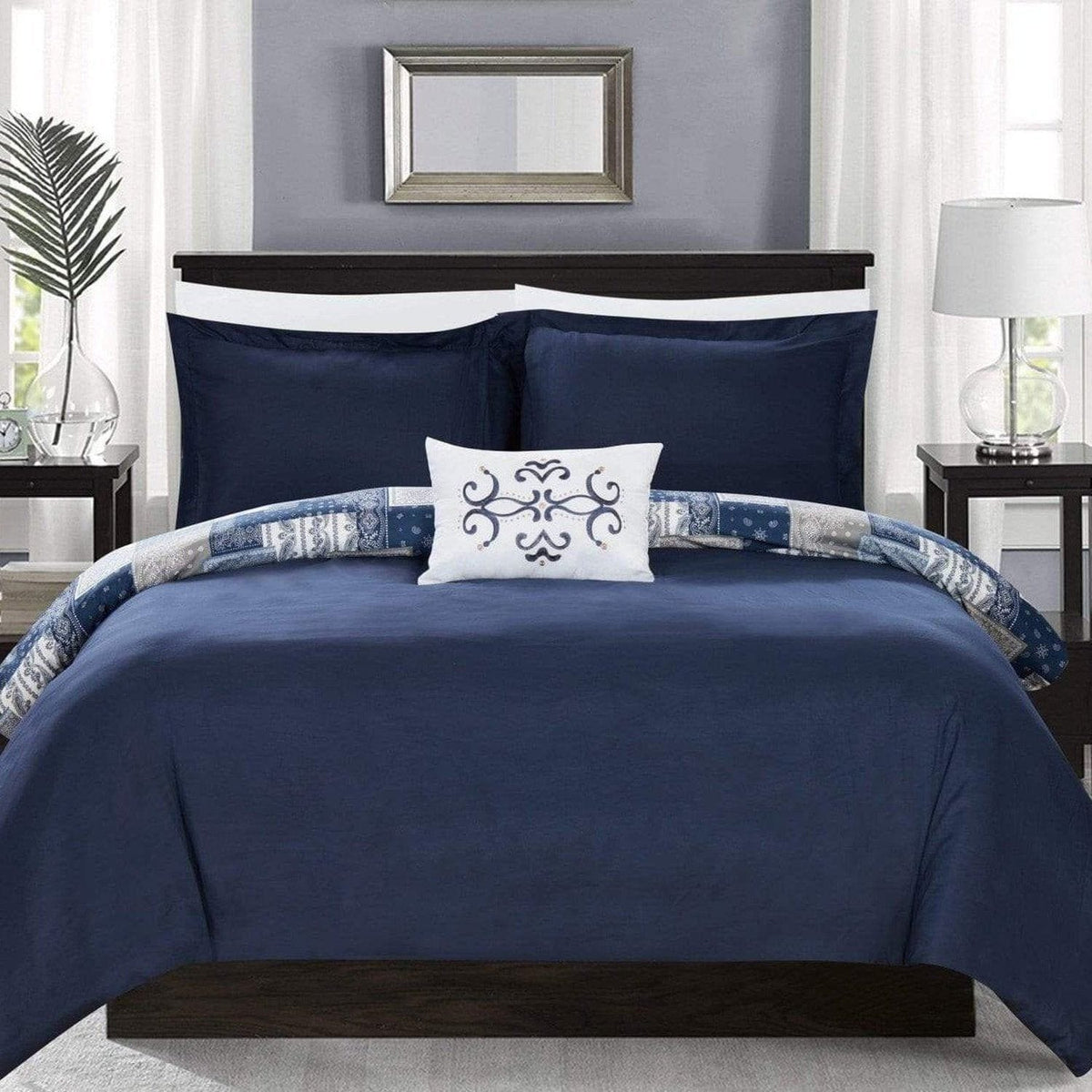 Chic Home Utopia 4 Piece Queen Duvet Cover Set - Blue