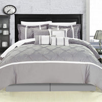 Chic Home Vermont 12 Piece Pinch Pleat Comforter Set Grey