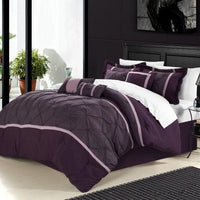 Chic Home Vermont 12 Piece Pinch Pleat Comforter Set Plum