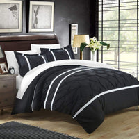 Chic Home Veronica 3 Piece Pintuck Duvet Cover Set Black