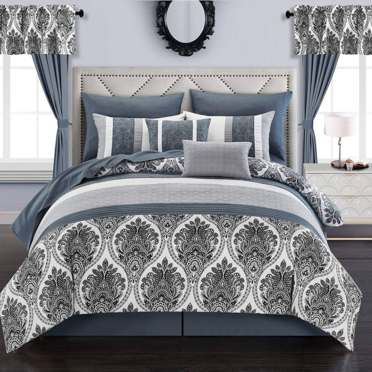 Chic Home Vivaldi 20 Piece Embroidered Comforter Set Grey