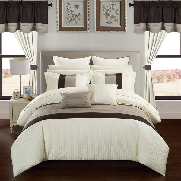 Chic Home Vixen 24 Piece Embroidered Comforter Set Beige