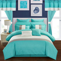 Chic Home Vixen 24 Piece Embroidered Comforter Set Turquoise