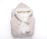 Chic Home Wavy Snuggle Hoodie Animal Print Robe Plush Micromink Sherpa Wearable Blanket Light Grey 