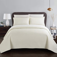Chic Home Weaverland 7 Piece Stitched Quilt Set Beige
