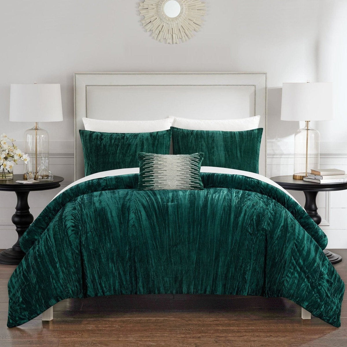 Chic Home Westmont 8 Piece Velvet Comforter Set Green