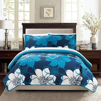 Chic Home Woodside 7 Piece Floral Quilt Set Blue