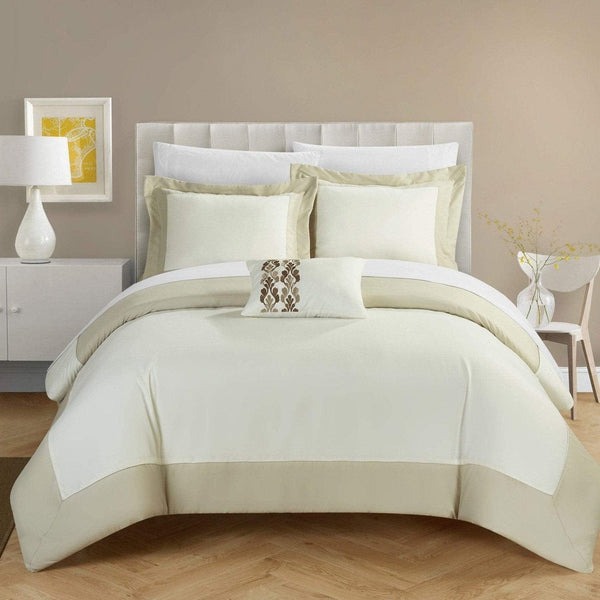 Chic Home Wynn 8 Piece Reversible Duvet Cover Set Beige