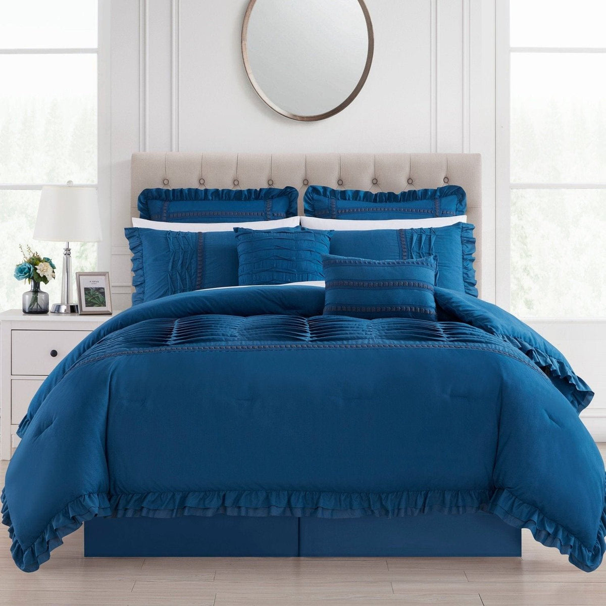 Chic Home Yvette 12 Piece Pleated Comforter Set Blue