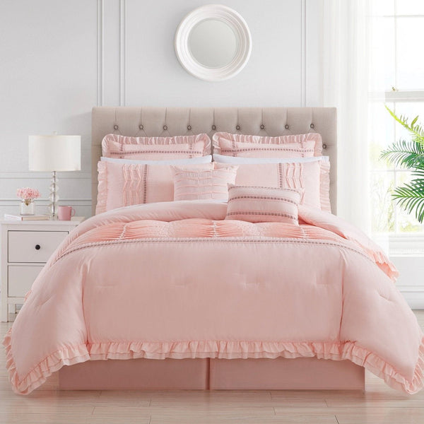 Chic Home Yvette 8 Piece Pleated Comforter Set Blush