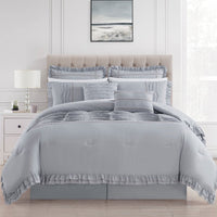 Chic Home Yvette 8 Piece Pleated Comforter Set Grey