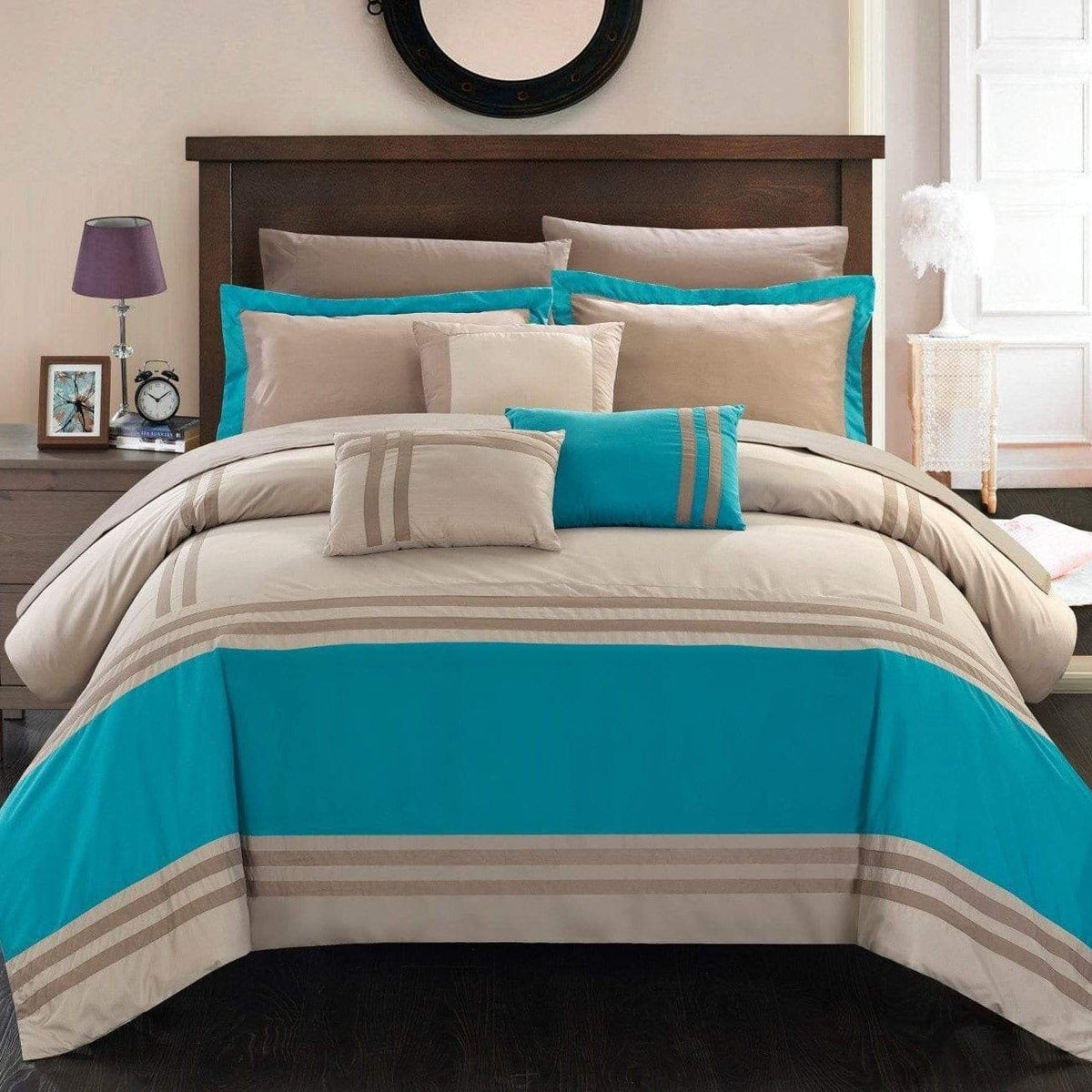 Chic Home Zarah 10 Piece Color Block Comforter Set 