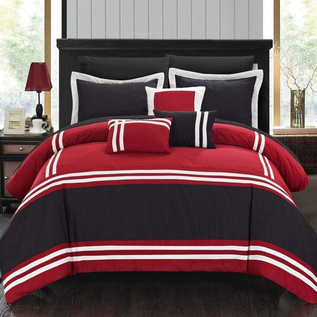 Chic Home Zarah 10 Piece Color Block Comforter Set 