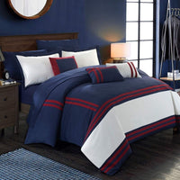 Chic Home Zarah 10 Piece Color Block Comforter Set Navy