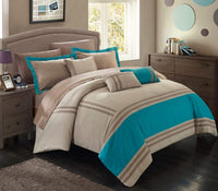 Chic Home Zarah 10 Piece Color Block Comforter Set Teal