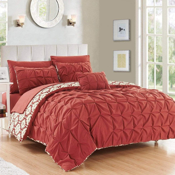 Chic Home Zissel 8 Piece Reversible Duvet Cover Set Brick