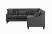 Iconic Home Aberdeen Left Facing Linen Tufted Sectional Sofa 