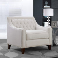 Iconic Home Aberdeen Tufted Linen Club Chair Cream