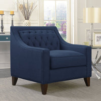 Iconic Home Aberdeen Tufted Linen Club Chair Navy