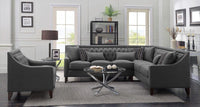 Iconic Home Aberdeen Right Facing Linen Tufted Sectional Sofa 