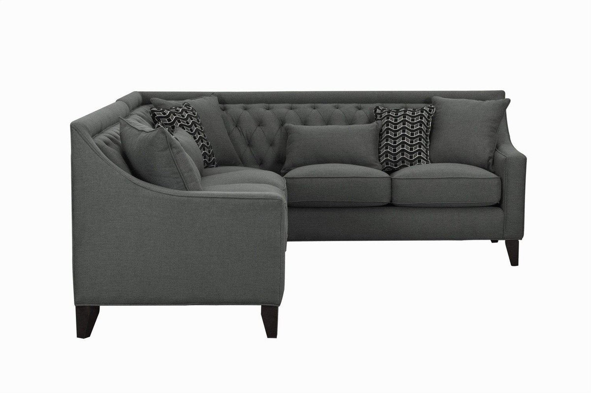 Iconic Home Aberdeen Right Facing Linen Tufted Sectional Sofa 
