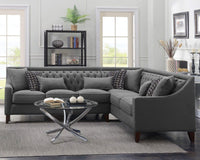 Iconic Home Aberdeen Right Facing Linen Tufted Sectional Sofa Grey