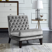 Iconic Home Achilles Tufted Velvet Slipper Accent Club Chair Grey