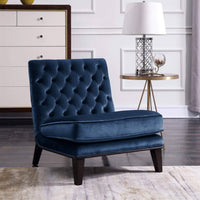 Iconic Home Achilles Tufted Velvet Slipper Accent Club Chair Navy
