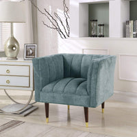 Iconic Home Agatha Clam Shell Linen Textured Accent Club Chair Teal