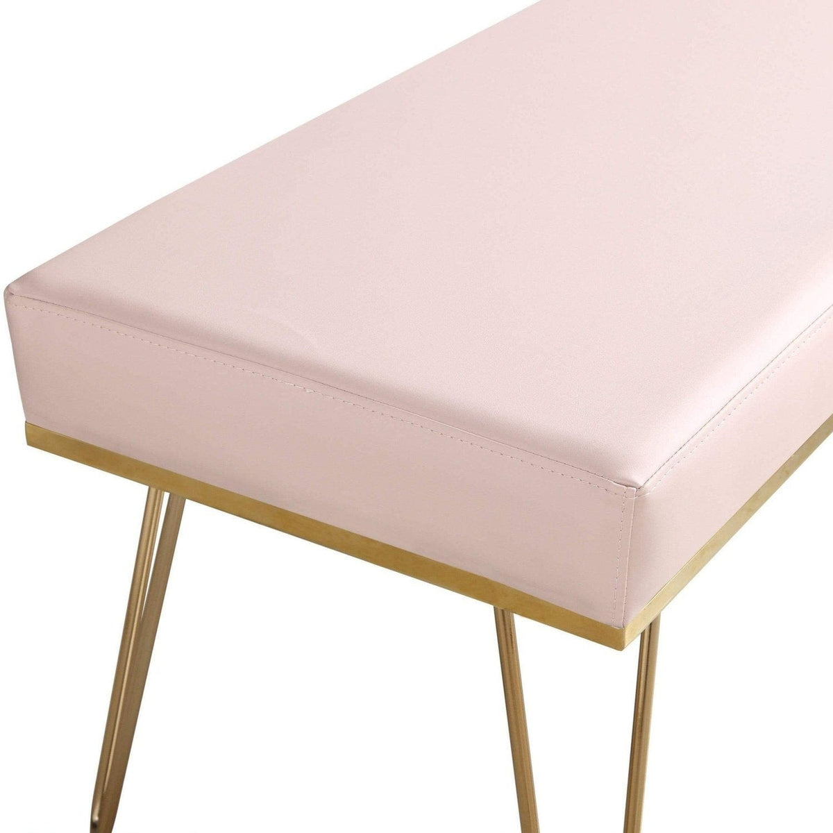 Iconic Home Aldo Faux Leather Bench Hairpin Legs 