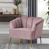 Iconic Home Alicia Velvet Club Chair With Gold Legs Blush