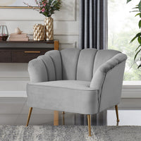 Iconic Home Alicia Velvet Club Chair With Gold Legs Grey