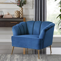 Iconic Home Alicia Velvet Club Chair With Gold Legs Navy