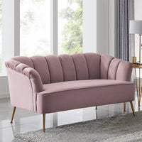 Iconic Home Alicia Tufted Velvet Loveseat Sofa Blush