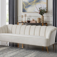Iconic Home Alicia Tufted Velvet Sofa Beige