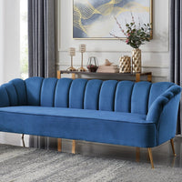 Iconic Home Alicia Tufted Velvet Sofa Navy