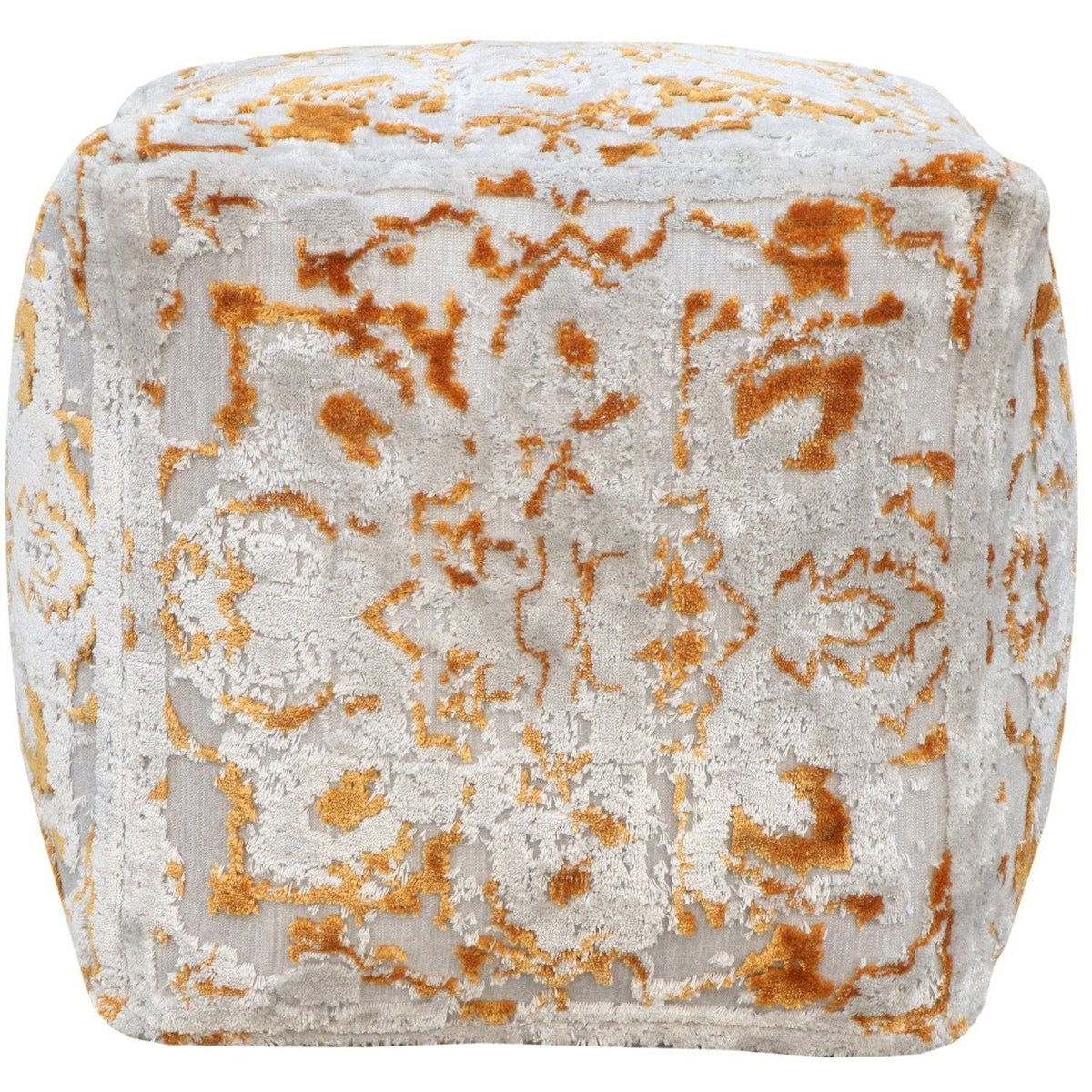 Iconic Home Alina Viscose Two-Tone Square Ottoman Pouf 