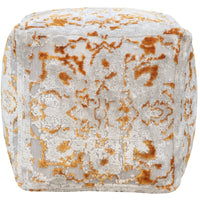 Iconic Home Alina Viscose Two-Tone Square Ottoman Pouf 