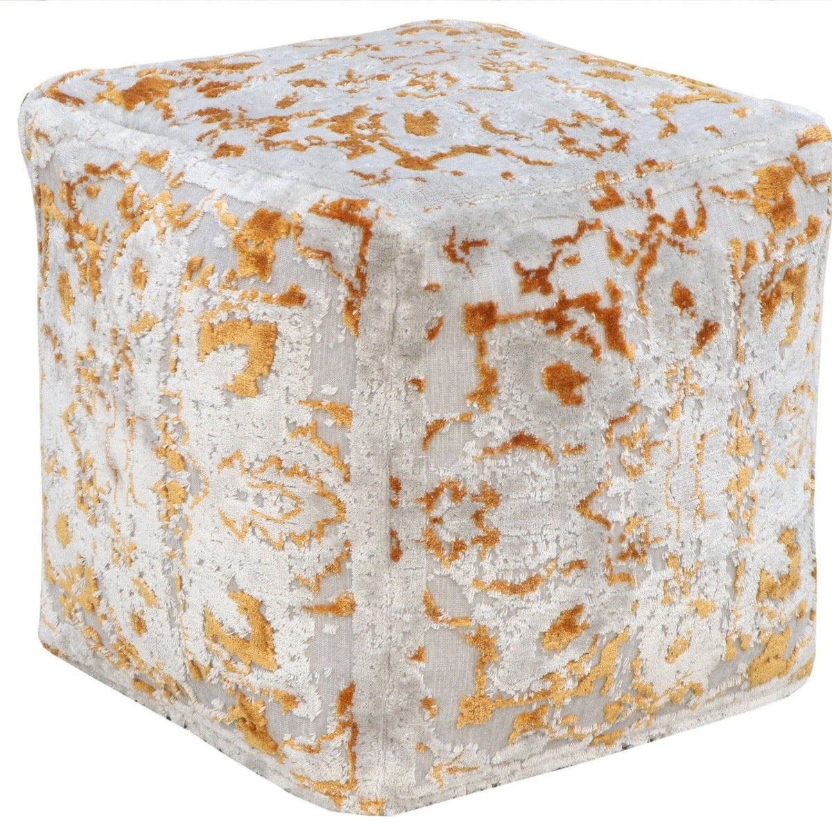 Iconic Home Alina Viscose Two-Tone Square Ottoman Pouf 