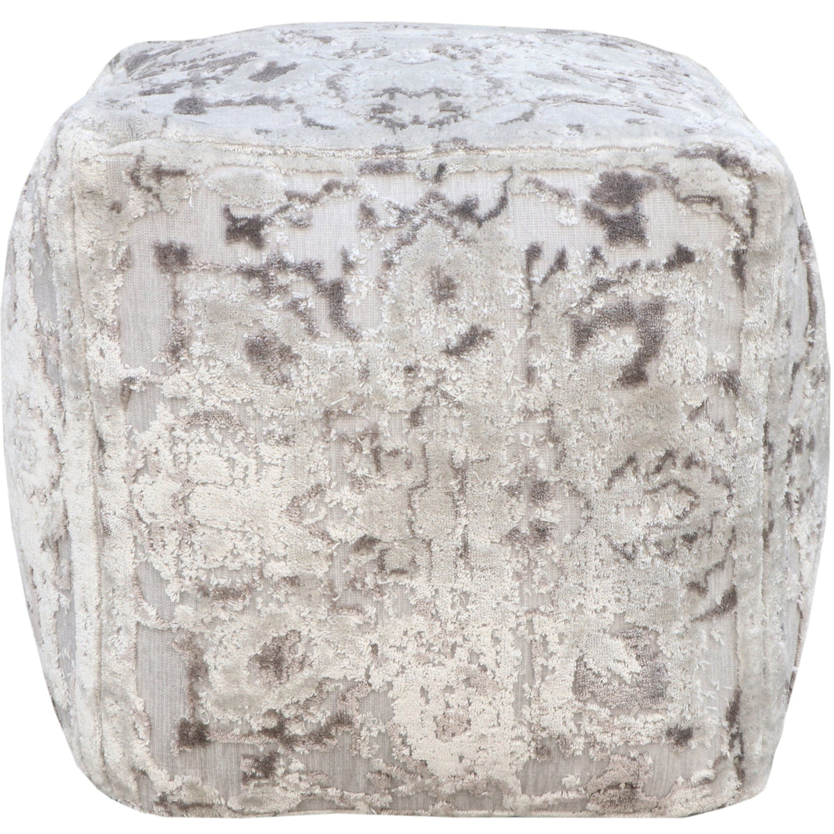Iconic Home Alina Viscose Two-Tone Square Ottoman Pouf 