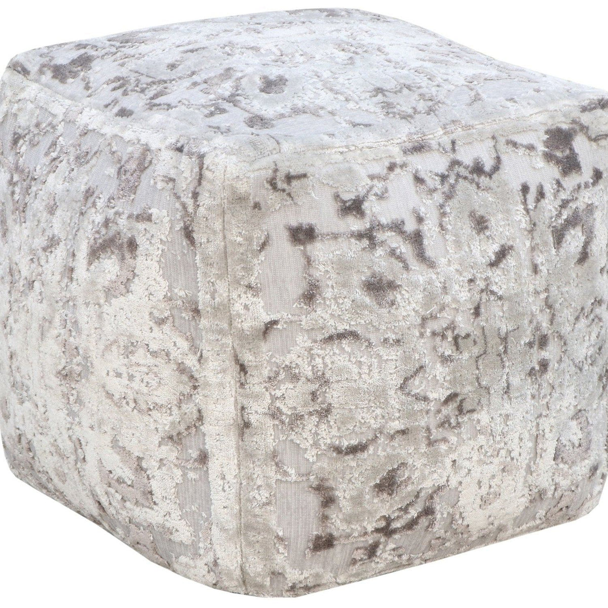 Iconic Home Alina Viscose Two-Tone Square Ottoman Pouf 