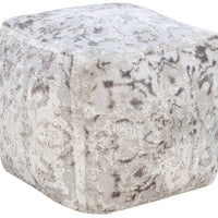 Iconic Home Alina Viscose Two-Tone Square Ottoman Pouf 