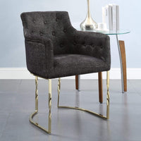 Iconic Home Amalfi Tufted Linen Accent Chair Black