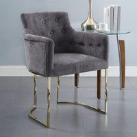 Iconic Home Amalfi Tufted Linen Accent Chair Grey
