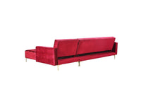 Iconic Home Amandal Right Facing Velvet Sectional Sofa Sleeper Bed 