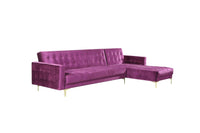 Iconic Home Amandal Right Facing Velvet Sectional Sofa Sleeper Bed 