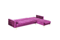 Iconic Home Amandal Right Facing Velvet Sectional Sofa Sleeper Bed 