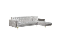 Iconic Home Amandal Right Facing Velvet Sectional Sofa Sleeper Bed 